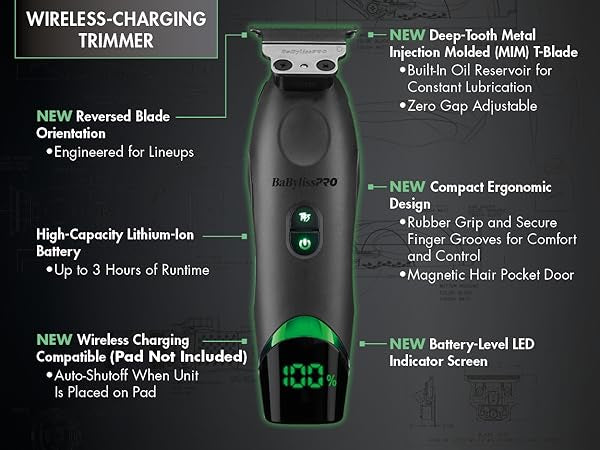 BabylissPRO X Tomb45 wireless charging trimmer