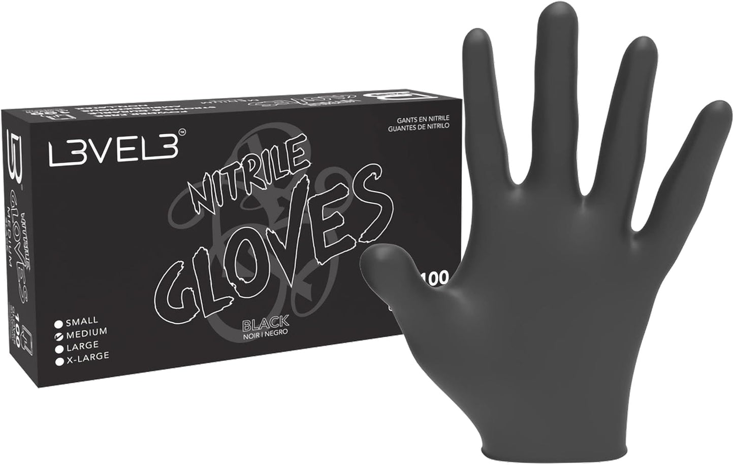 L3VEL3 Nitrile Gloves (Black)