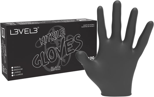 L3VEL3 Nitrile Gloves (Black)